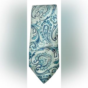 Etro Classic Paisley Tie - 100% Italian Silk - Pale Blue - Perfect condition